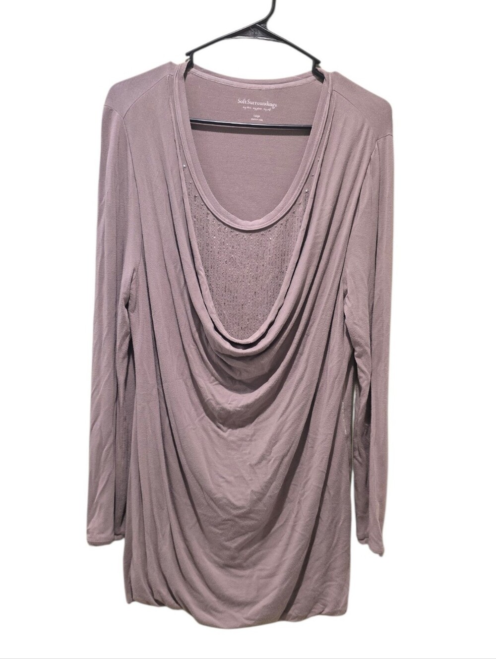 Soft Surroundings Draped Sparkly Long Sleeve Top Size Large